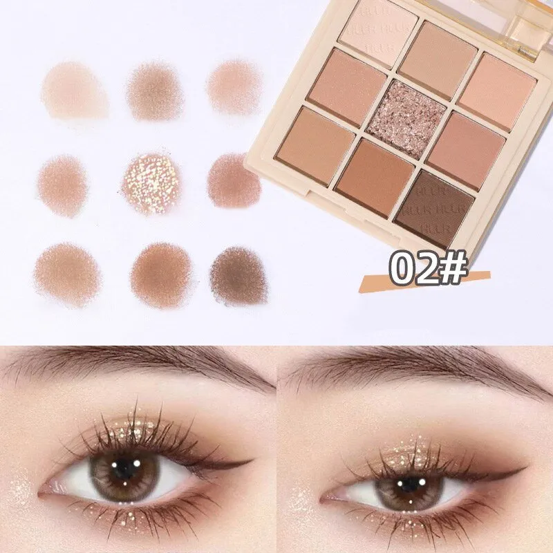 9 Colors Glitter Matte Eyeshadow Palette Earth Tones Lasting Waterproof Acrylic Shimmer Powder Pigment Makeup Eye Cosmetics