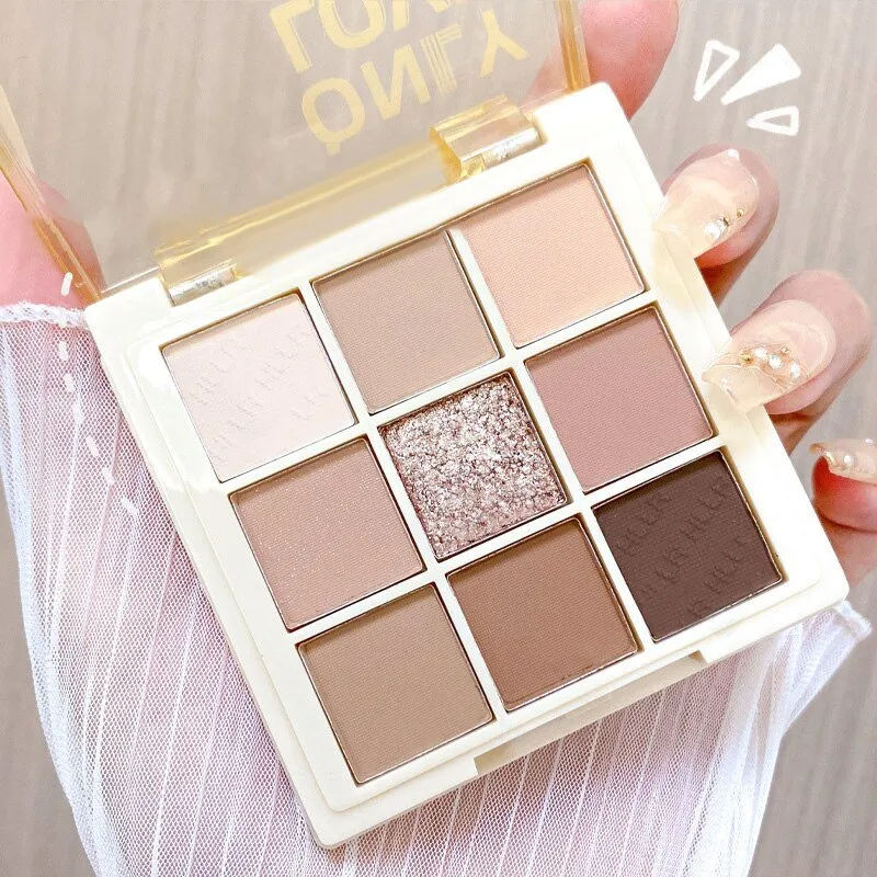 9 Colors Glitter Matte Eyeshadow Palette Earth Tones Lasting Waterproof Acrylic Shimmer Powder Pigment Makeup Eye Cosmetics