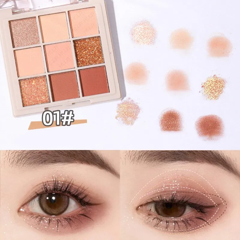 9 Colors Glitter Matte Eyeshadow Palette Earth Tones Lasting Waterproof Acrylic Shimmer Powder Pigment Makeup Eye Cosmetics
