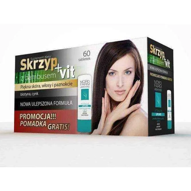 Horsetail with bamboo   vitamin pills x 60   Lipstick Free, shiny hair products, nail strengthener