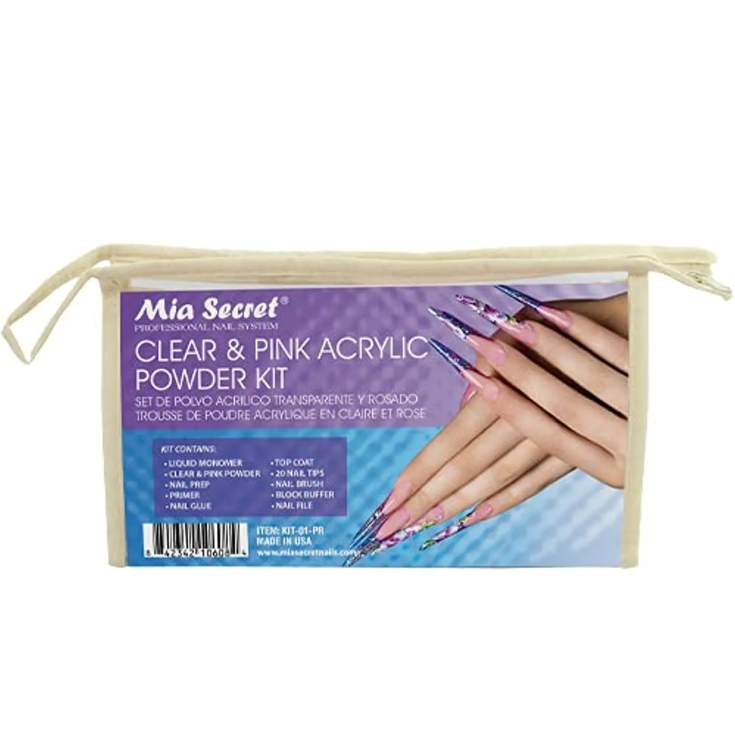 Mia Secret Acrylic Nail Kit/set For beginners - Nails Kit With Pink Acrylic Powder and Clear Acrylic Powder With Everything - Starter Kit de Uñas Acrilicas Mia Secret - Kit de Uñas Mia Secret Completo