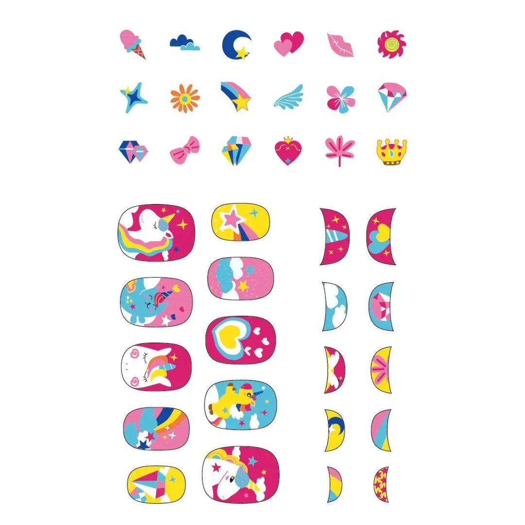 Small Nail Stickers - Unicorn with Glitter (38 pcs)
