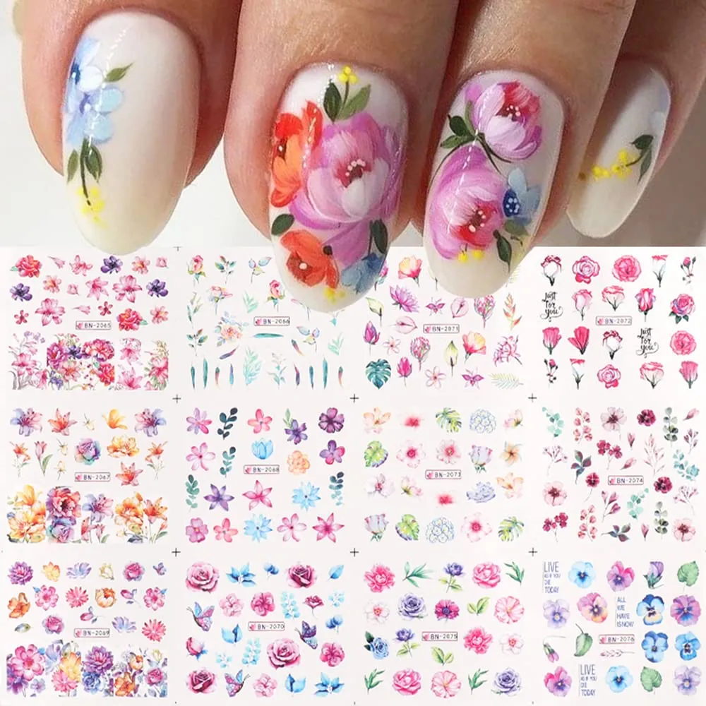 Sunflower Nail Art Stickers Summer Spring Nail Decals 12Sheets Water Transfer Nail Stickers for Women Small Daisy Sunflower Design Nail Art Supplies for Women Acrylic Nail Art DIY Decorations