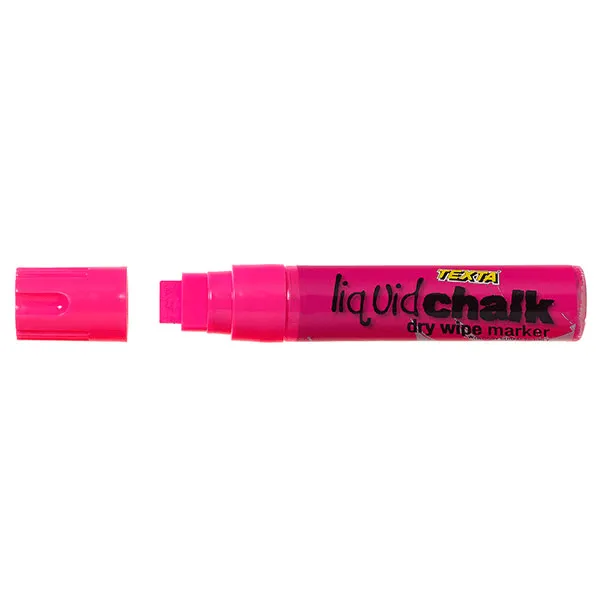 Texta Liquid Chalk Marker Jumbo Dry Wipe 15mm Thick Pink Pack 6
